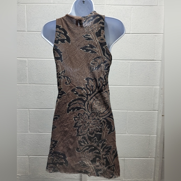 Anthropologie SWEET PEA by STACY FRATI Women's Brown, Cream,  Nylon Dress Size L - Picture 3 of 8